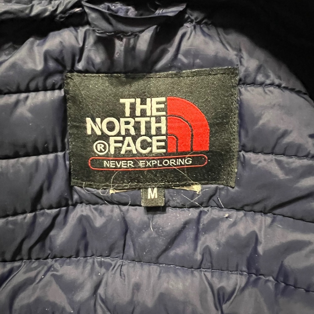 The North Face Summit Series Navy Blue Puffer Jacket Detachable Hood Mens Medium - Picture 11 of 12